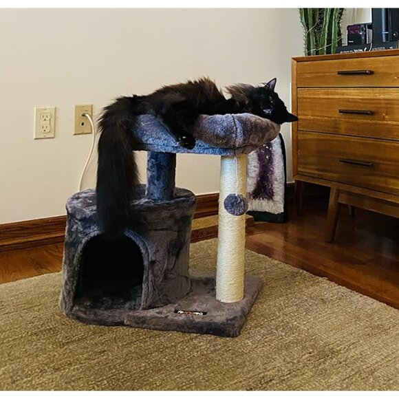 New Cat Tree Tower, Smoky Gray Condo with Sisal Scratching Post for Kittens - Picture 2 of 9